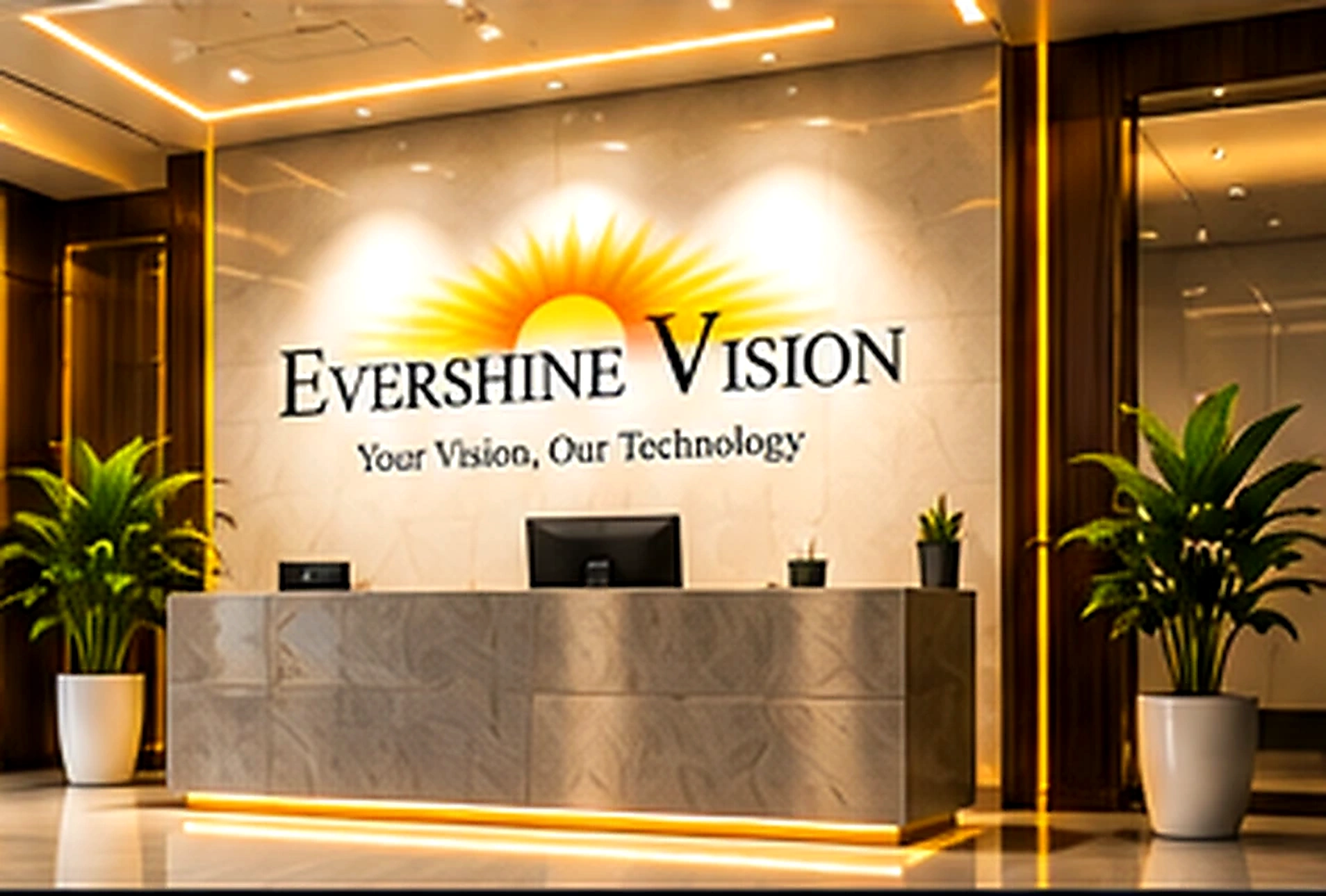 Evershine Vision reception concept illustration with company logo